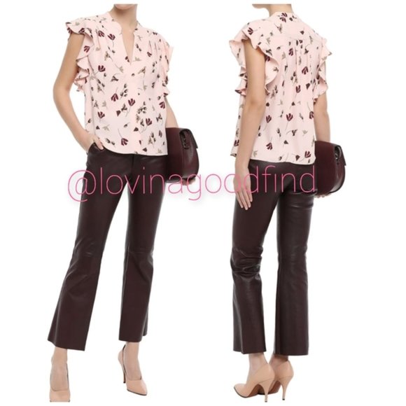 JOIE Ashtina Floral Crepe Cap Sleeve Pink Top NWT sz L - Picture 6 of 14